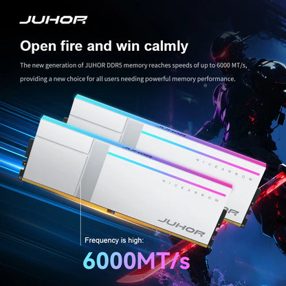 JUHOR Memoria Ram DR5 RGB 16GB 6000MHz 6800MHz 7200MHz 8000MHz  DIMM Ram Dual Channel Sunning Desktop Memory Ram