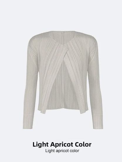 Slimming Woven ort Coat Jaet Women's Faion Spring Autumn Thin Design Sense Folded Cardigan Outerwear Sli Outer Layer