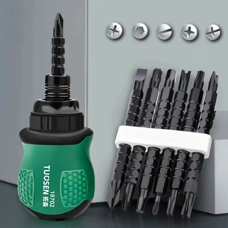 13 in 1 Ratchet Screwdriver Set Short Handle Cross Groove Drill Telescopic Dual Purpose Home Magnetic Repair Tools Kit