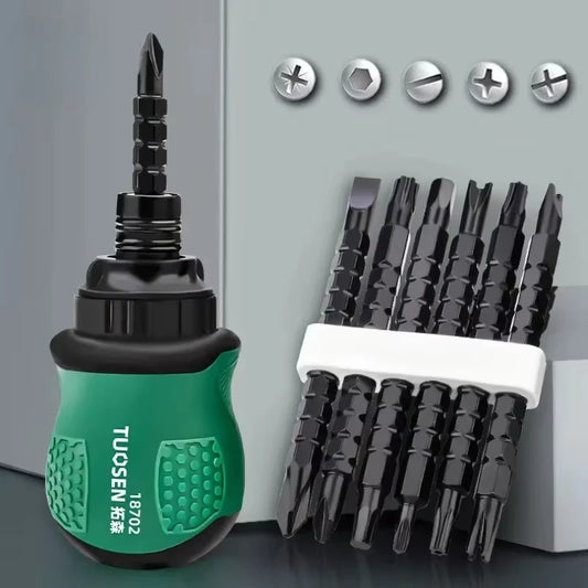 13 in 1 Ratchet Screwdriver Set Short Handle Cross Groove Drill Telescopic Dual Purpose Home Magnetic Repair Tools Kit