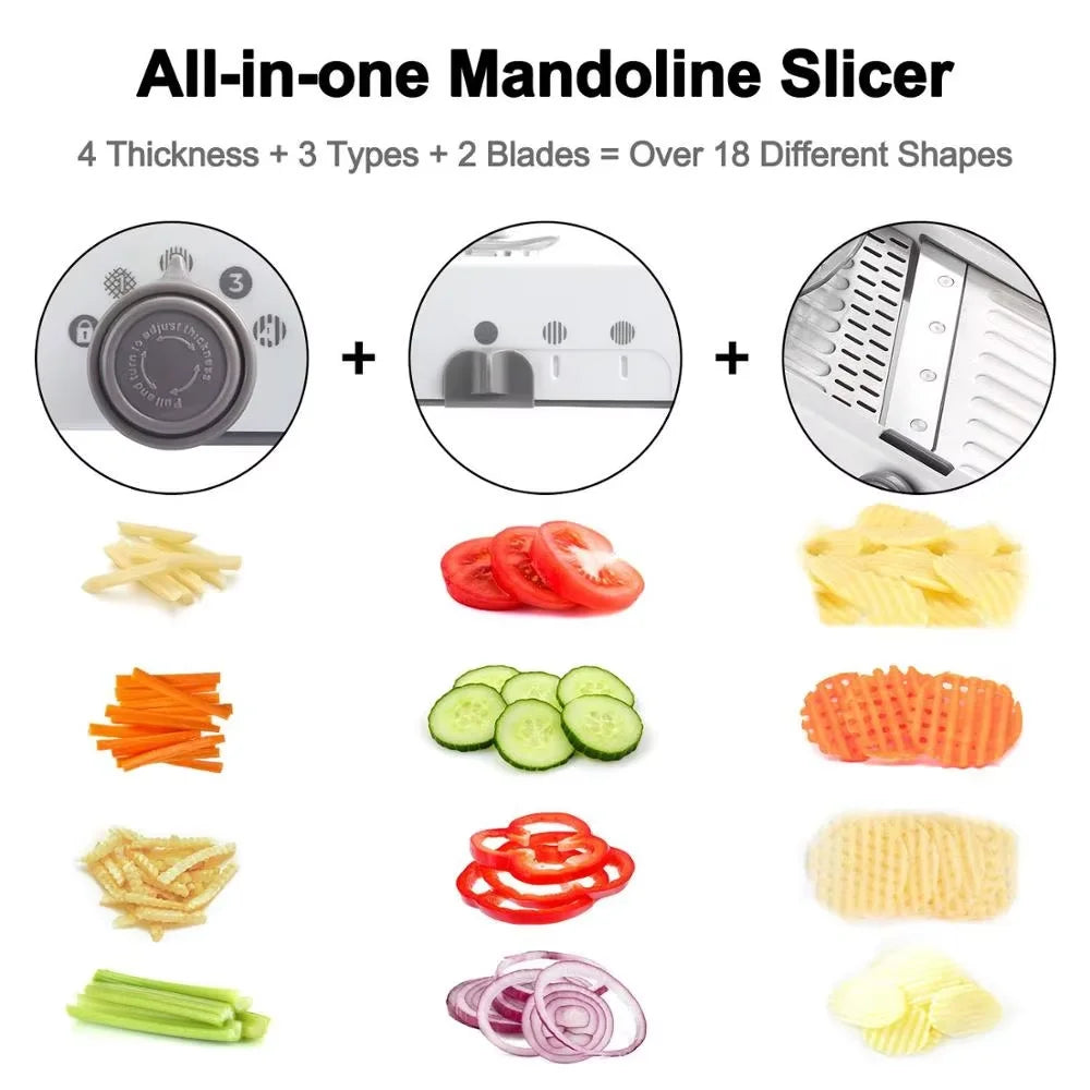 Adjustable Mandoline Slicer Stainless Steel Vegetable Chopper Slicer Veggie Chopper with Waffle Maker| French Fry Cutter YY120