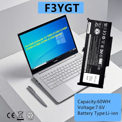 Laptop Battery For Dell Latitude 12 7280 7290 7380 7390 E7380 E7390 E7280 E7290 14 7480 7490 E7480 E7490 F3YGT