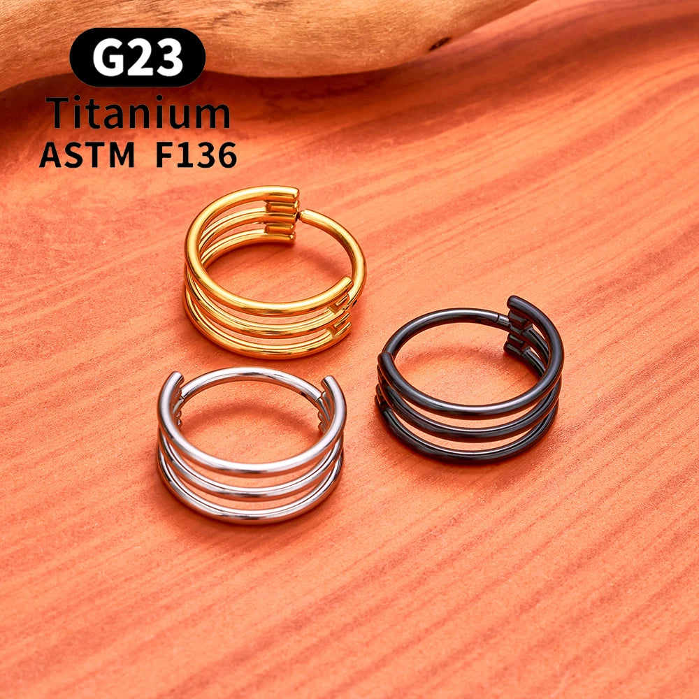 ASTM F136 Titanium 16G Hinged Nose Ring CZ Septum Clicker Cartilage Hoop Earrings Tragus Rook Daith Conch Helix Piercing Jewelry