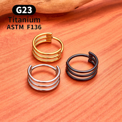ASTM F136 Titanium 16G Hinged Nose Ring CZ Septum Clicker Cartilage Hoop Earrings Tragus Rook Daith Conch Helix Piercing Jewelry