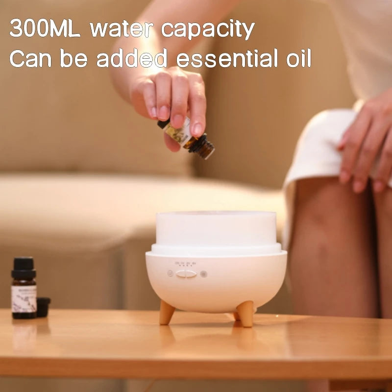 Elektrischer Aroma-Luftbefeuchter (300 ml) mit Fernbedienung, Ultraschall-Nebel und Nachtlicht
