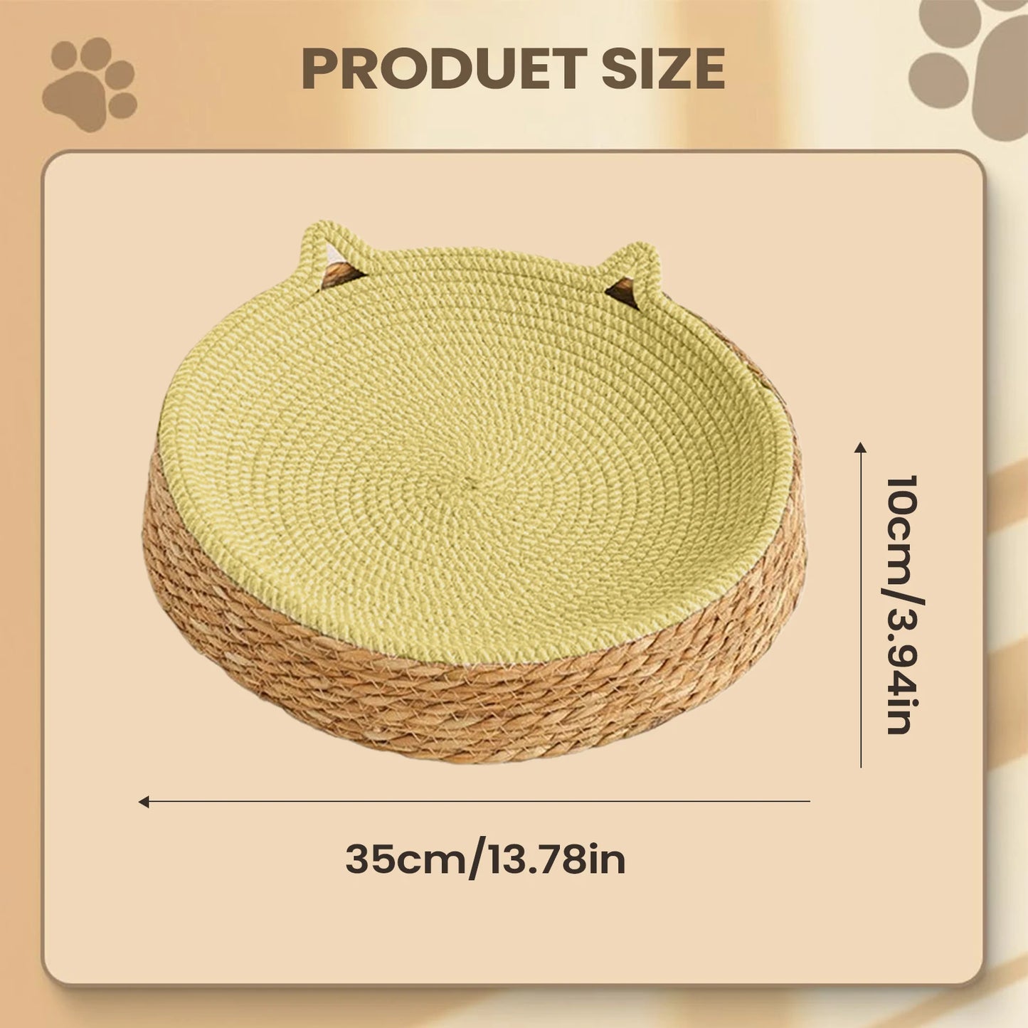 Cat Bed Sofa Cat Scratch Board Wear-Resistant Cat Bed Natural Rattan Weave Dog Cat House Pet Sleeping Bed Pet Supplies