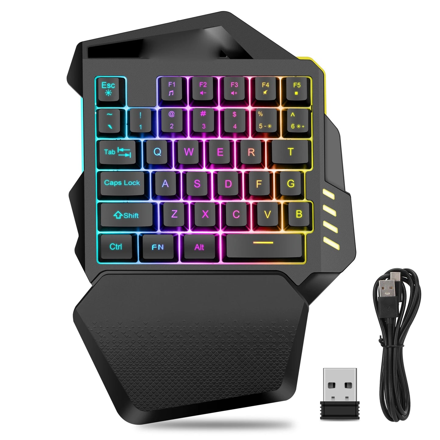 Mini Keyboard One Handed Gaming Keyboard 2.4G Wireless RGB Lighting ABS 35 Keys Gaming Keyboard for Computer