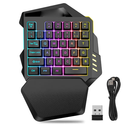 Mini Keyboard One Handed Gaming Keyboard 2.4G Wireless RGB Lighting ABS 35 Keys Gaming Keyboard for Computer