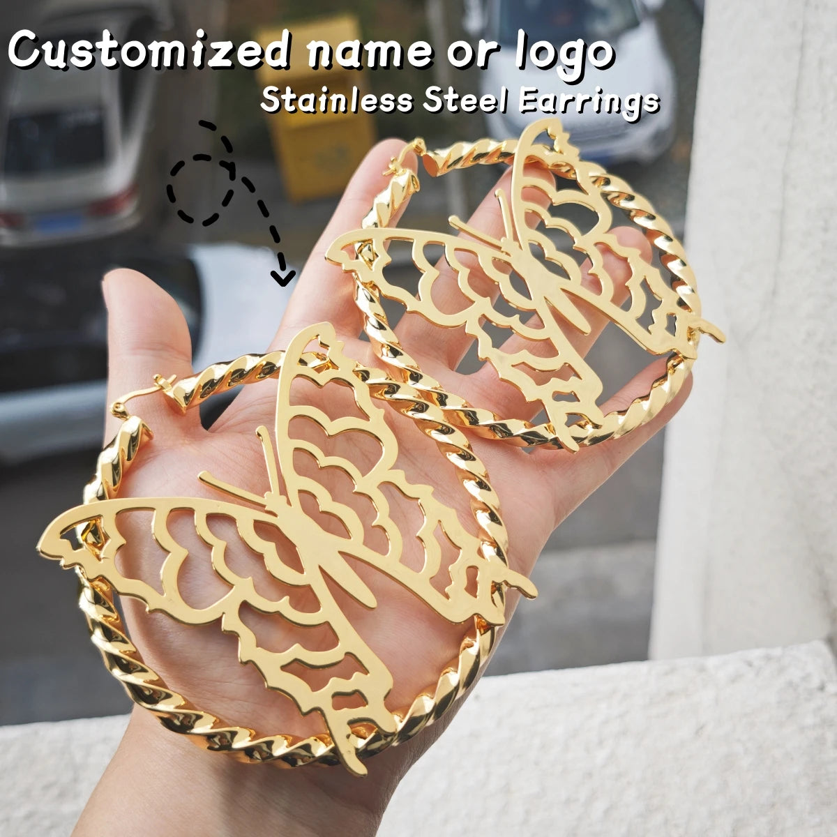 Customized Stainless Steel Name Earrings Customized Text Earrings Fashion Earrings Banquet Party Earrings Birthday Gifts