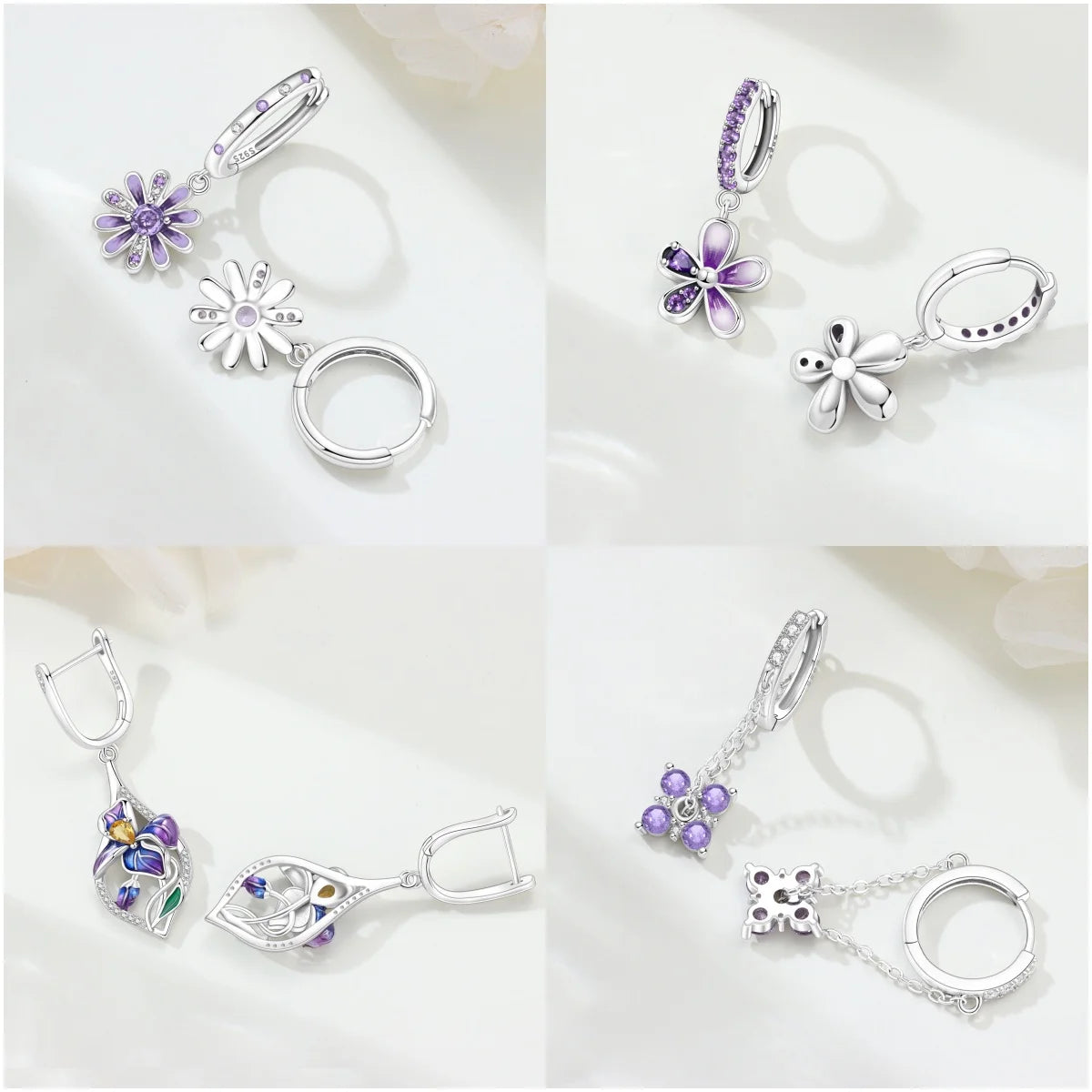 MISEFF S925 Sterling Silver Earrings Multiple Styles Exquisite Flower Earrings Original Fashion Jewelry Birthday Gift For Women