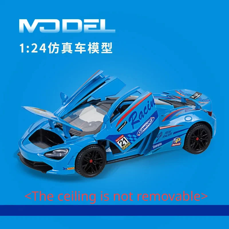 1:24 720S Alloy Racing Car Model Diecast Metal Sports Car Model Simulation Sound and Light Collection Childrens Toy Gift