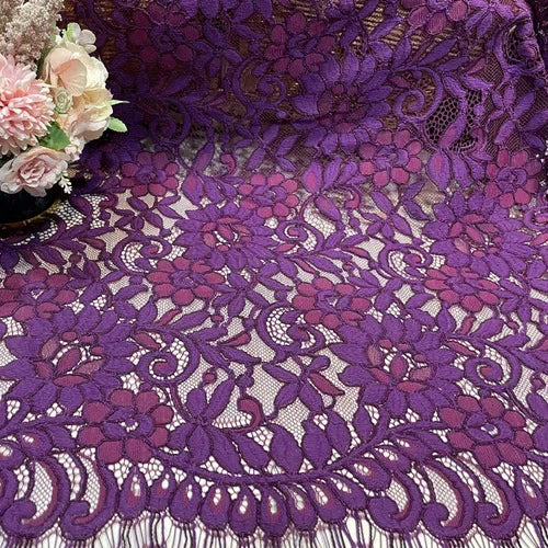 Lace Fabric By 1.5 Meters for Dresses Clothes Sewing White Blue Hollowed-out Plain Cloth Heavy Press Yarn Three-dimensional Mesh