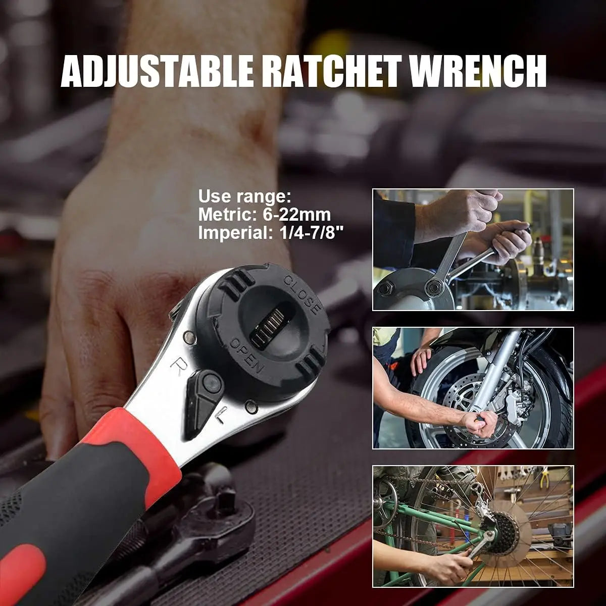 Universal Adjustable Ratcheting Wrench Multifunctional 6-22mm Screw Repair Hand Tools - Ratchet Wrench for Home Auto Repair