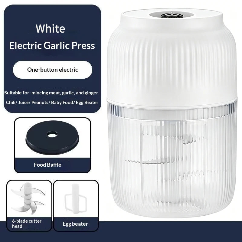 Electric Garlic Chopper Kitchen Mini Food Grinder Stainless Steel Blade Small Vegetable Chopper Household Meat Grinder For Home