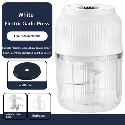 Electric Garlic Chopper Kitchen Mini Food Grinder Stainless Steel Blade Small Vegetable Chopper Household Meat Grinder For Home