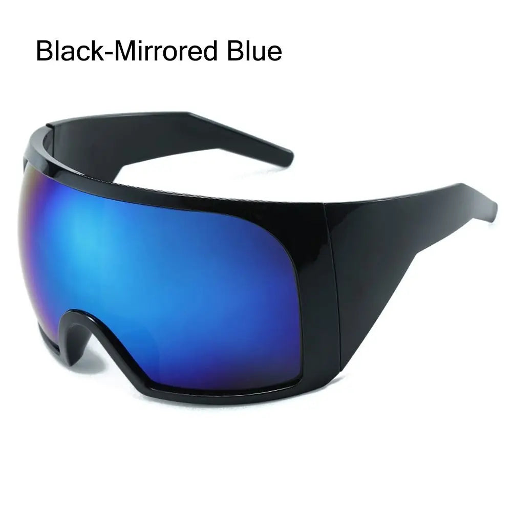 Futuristic Wrap Around Sunglasses Rave Curved Lens UV400 Protection 2000'S Eyewear Oversized Y2K Sun Glasses for Women & Men