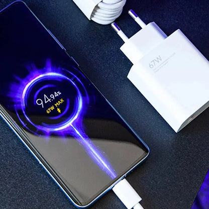 Xiaomi 67W Charger Original Fast Charging Cargador USB Cable EU/US Wall Adapter Mi 14 13 12 Redmi Note 13 12 Pro Turbo Poco F5