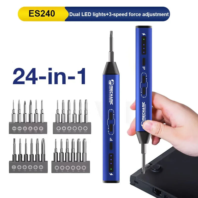 MECHANIC Electric Screwdriver with LED Lights Phone Tablet Watch Camera Main Engine Disassembly Home Appliance Maintenance Tool