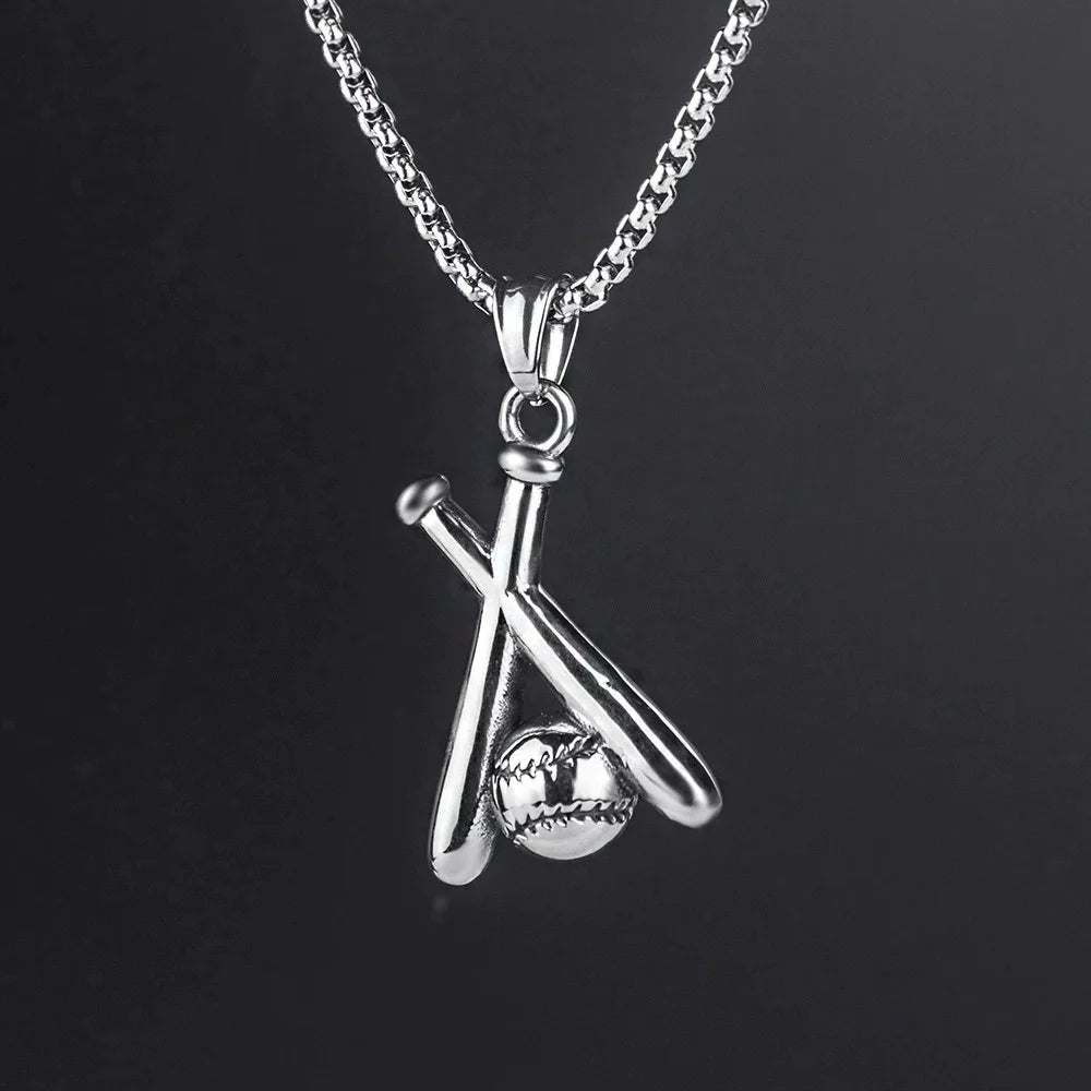 Simple and Fashionable Baseball Bat Pendant Necklace, Suitable for Men and Women, Creative Niche Street Party Accessories