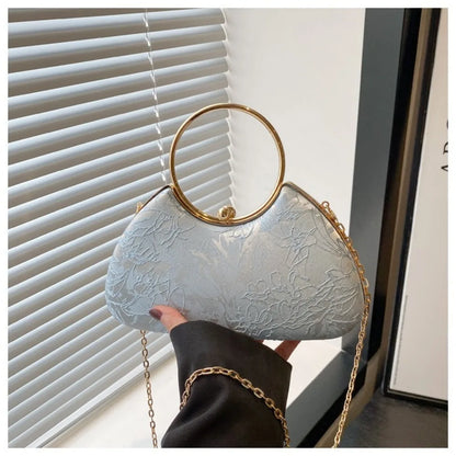 Fashion Polyester Fiber Evening Bags Elegant Chain Shoulder Bag Clutch Handbag Women