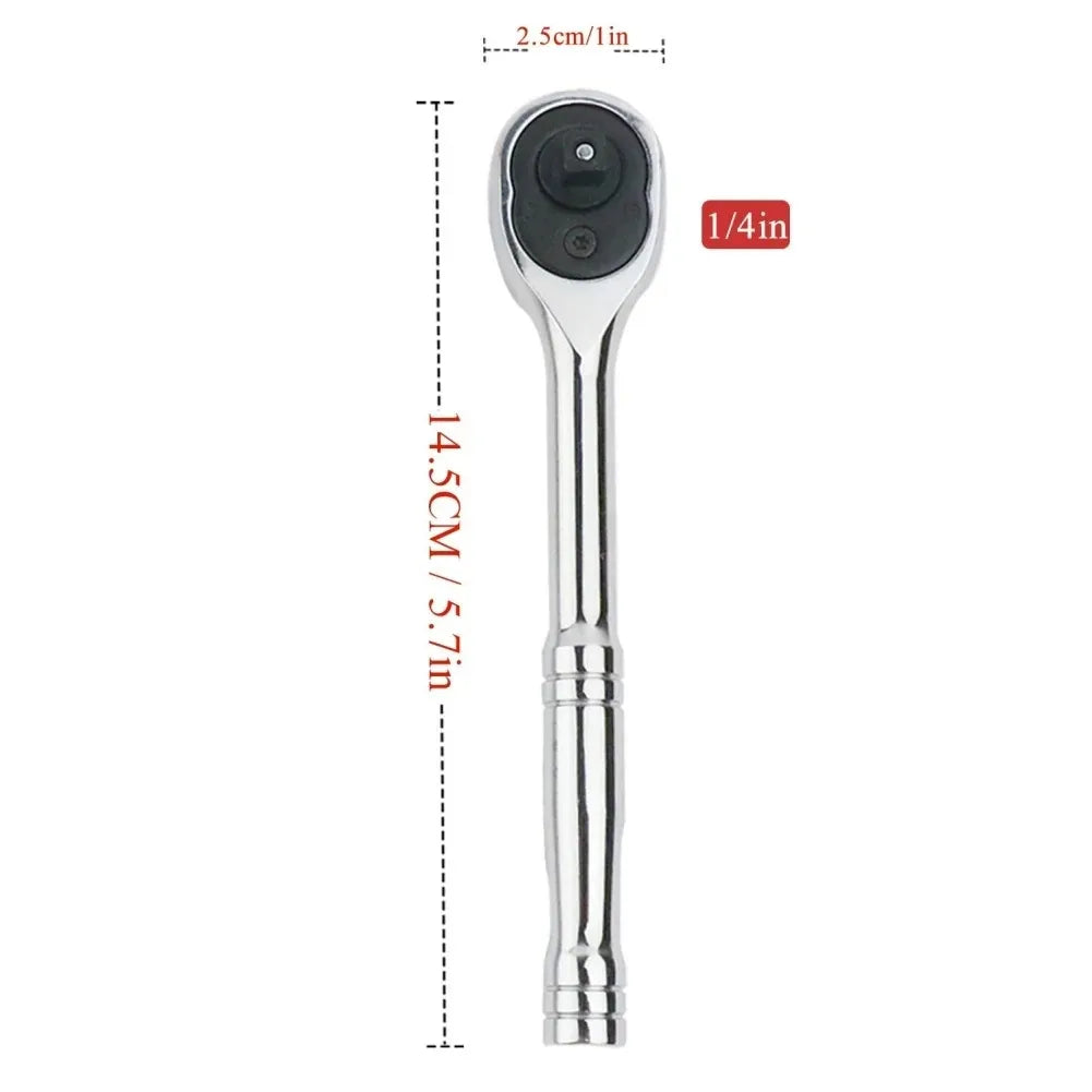 Ratchet Wrench 24Tooth Quick Release 1/4'' 3/8'' 1/2'' Socket Automotive Nut Reversible Drive Wrench Mechanical Hand Repair Tool
