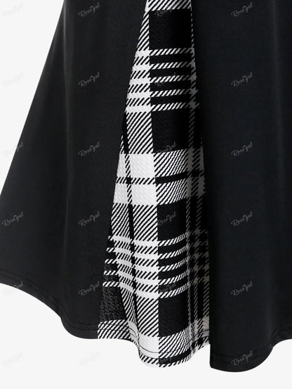 ROSEGAL Plus Size Plaid Mini Skirt Colorblock Buckles Women High Waisted Bottoms Skirt Female Spring Summer Basic Skirt Clothing
