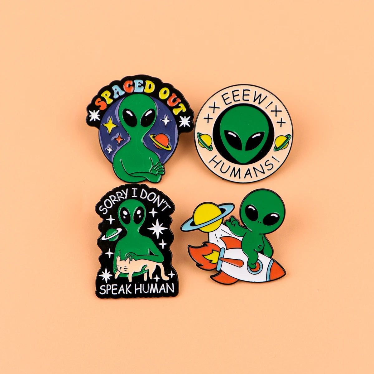 Funny Alien Enamel Pin Cartoon UFO Bigfoot Brooches for Clothes Badges on Backpack Bags Collar Hat Badge Lapel Pins Jewelry Gift