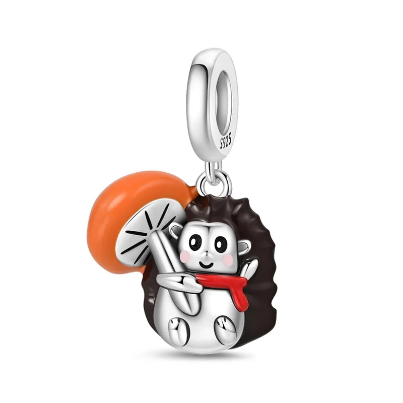 Colorful 925 Sterling Silver Mushroom Rabbit Beads & Toucan Dangle Charm Fits Bracelet Boutique Beautiful Pendant Gifts
