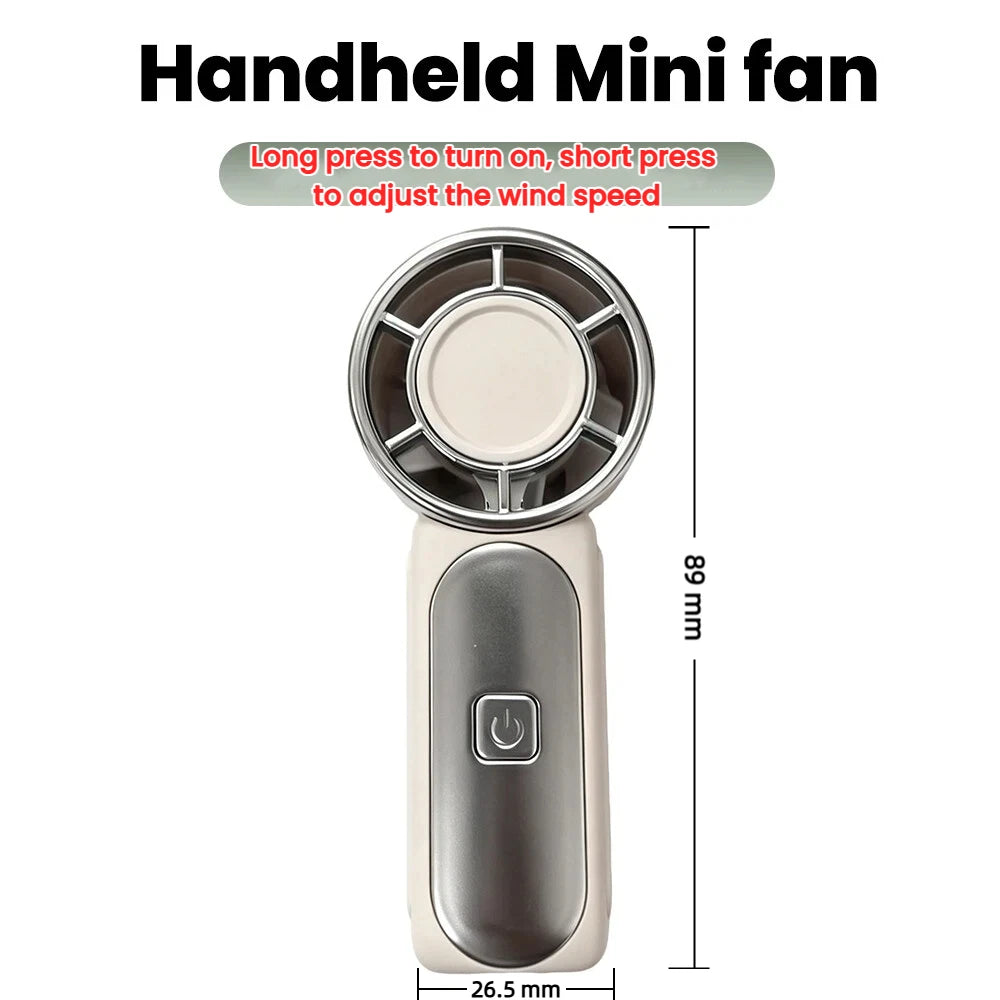 Mini Fan Handheld Portable Outdoor Small Fan 5-speed Adjust Ultra Mini Fan Type-C Rechargeable Home Office Summer Cooling Fans