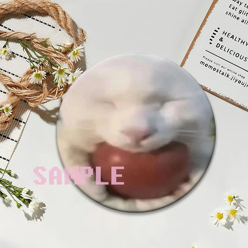 Cute Cats Meme Button Pins Funny Creative Animal Brooches Round Exquisite Tinplate Badge for Backpack Jewelry Accessories Gifts