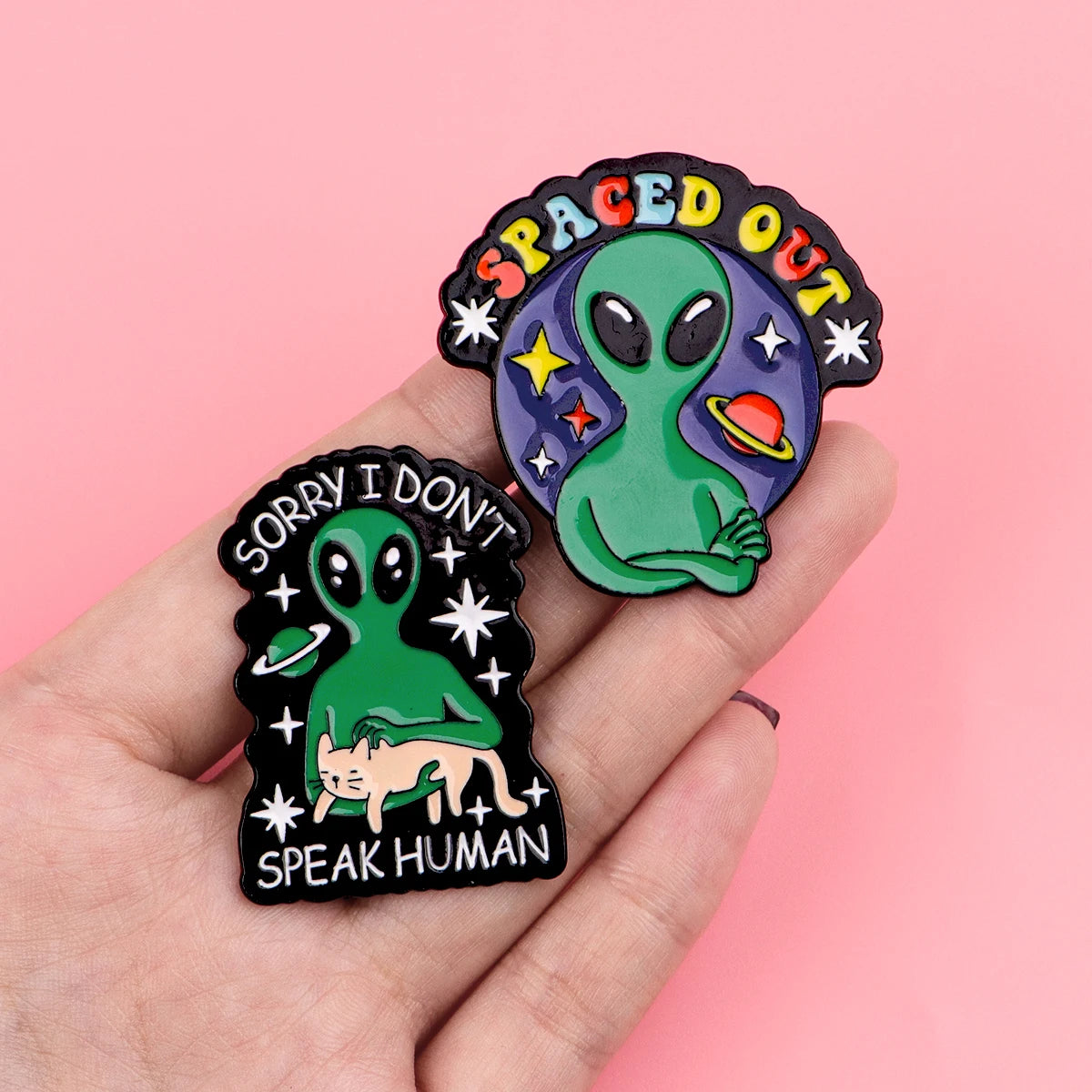Funny Alien Enamel Pin Cartoon UFO Bigfoot Brooches for Clothes Badges on Backpack Bags Collar Hat Badge Lapel Pins Jewelry Gift