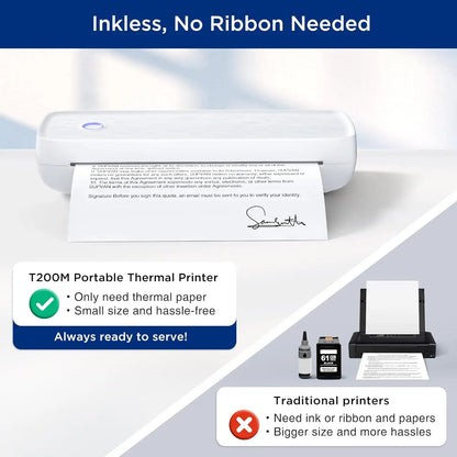 Portable Small Wireless Printer, Supports 8.5" x 11" US Letter and A4 Thermal Paper, Compatible with iOS Android and Laptops