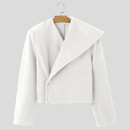 Fashion Casual Style Tops INCERUN 2025 Men's Cropped Asymmetrical Collar Suit Coat Streetwear Male Hot Sale Long Sleeved Blazers