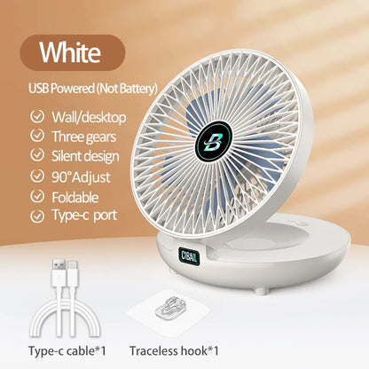 2024 Best Sellers 2IN1 Folding Desktop Fan Portable Air Conditioner Wall Mounted Fan Rechargeable With 3 Gears for Home Office