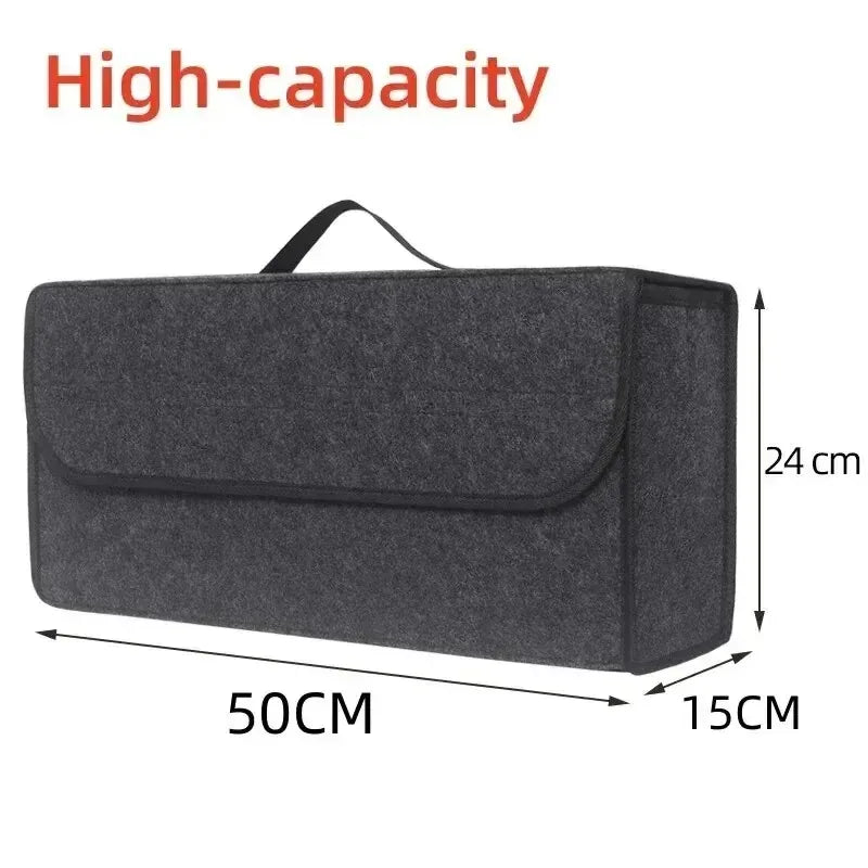 Anti-slip car trunk organizer - large capacity storage box made of soft felt material space-saving car accessory