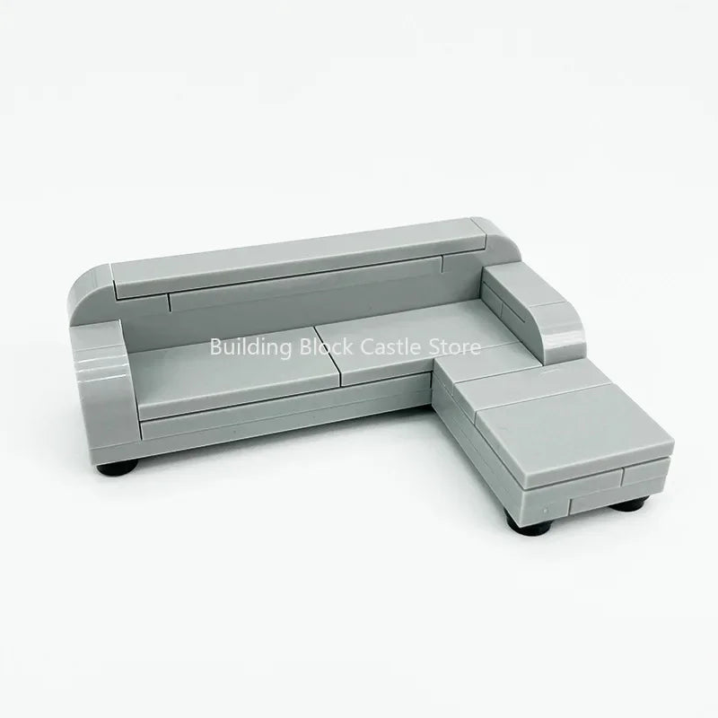 MOC Modern Home Sofa, TV Cabinet, Furniture, Refrigerator Small Particle Building Block Scene Construction Toy Model