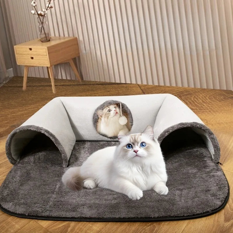 New U-shaped tunnel cat bed with removable and washable cat bed fun cat mat for hide seek suitable for all seasons pet supplies