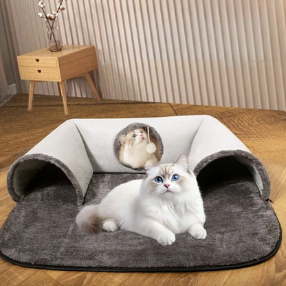 New U-shaped tunnel cat bed with removable and washable cat bed fun cat mat for hide seek suitable for all seasons pet supplies