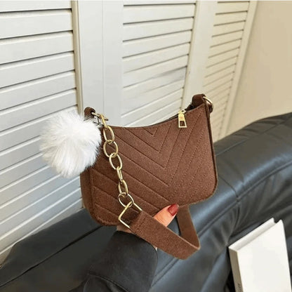 New Fashion Design Mini Shoulder Bag Simple Design Trendy Felt Underarm Bag Casual Light Weight Handbag Work
