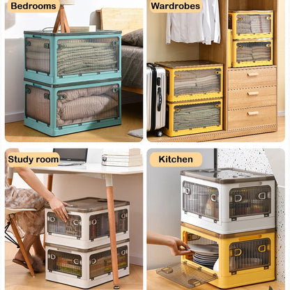 Foldable Storage Box Closet Organizer with Wheels Outdoor Stackable Sundries Organizer Clothes Quilts Toys Books Storage Box