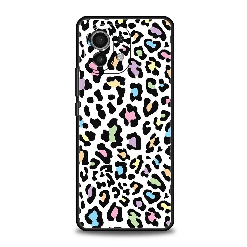 Phone Case For Xiaomi Mi 14 13 12 11 Lite 13T 12T 11x 11T 10T Pro 9T Note 10 Lite Silicone Black Cover Leopard Cheetah print