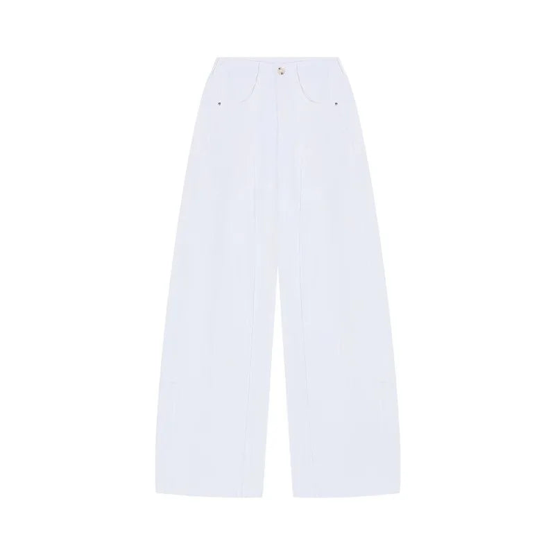 White High Waist Wide Leg Pants Women Summer Loose Casual Trousers Slimming Knife  Floor Length Pants Commute Sle