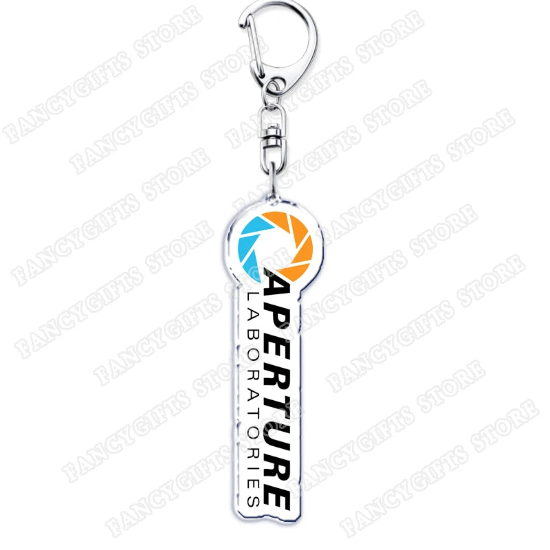 Popular Video Game Keychains for Accessories Bag Glados Aperture Laboratories Science Keyrings Jewelry Gamer Fans Gaming Gifts