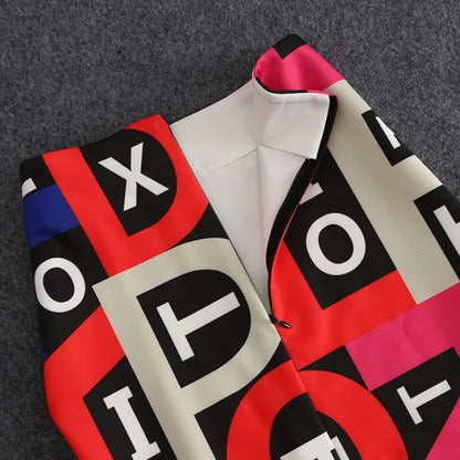 New Spring and Summer Women's Splicing Contrast Color High Waist Skinny Bag Hip Letter Korean Fashion Casual Commuter Skirt