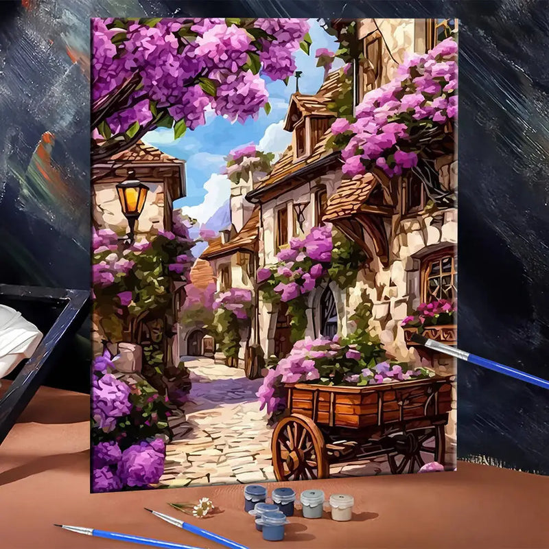 DIY Painting By Numbers On Canvas Flower House Digital Oil Painting Scenery Landscape Drawing On Canvas Wall Decor Living Room