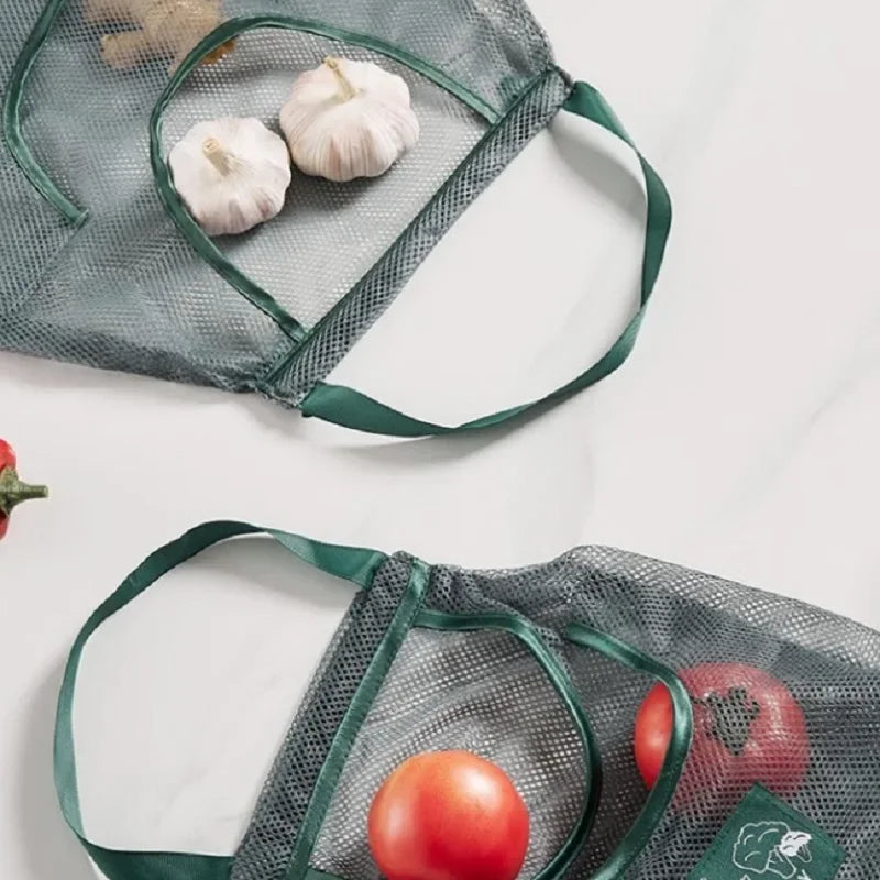 Reusable Storage Bags Kitchen Hanging Mesh Bag Home Fruit And Vegetable Storage Net Bag For Ginger Garlic Potatoes Onions
