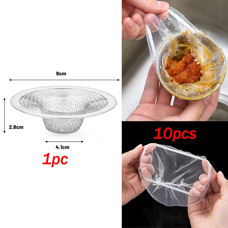 Kitchen Sink Stainless Steel Filter Sewer Mesh Strainers Disposable Sink Filter Mesh Bags Bathroom Floor Drain Hair Waste Filter