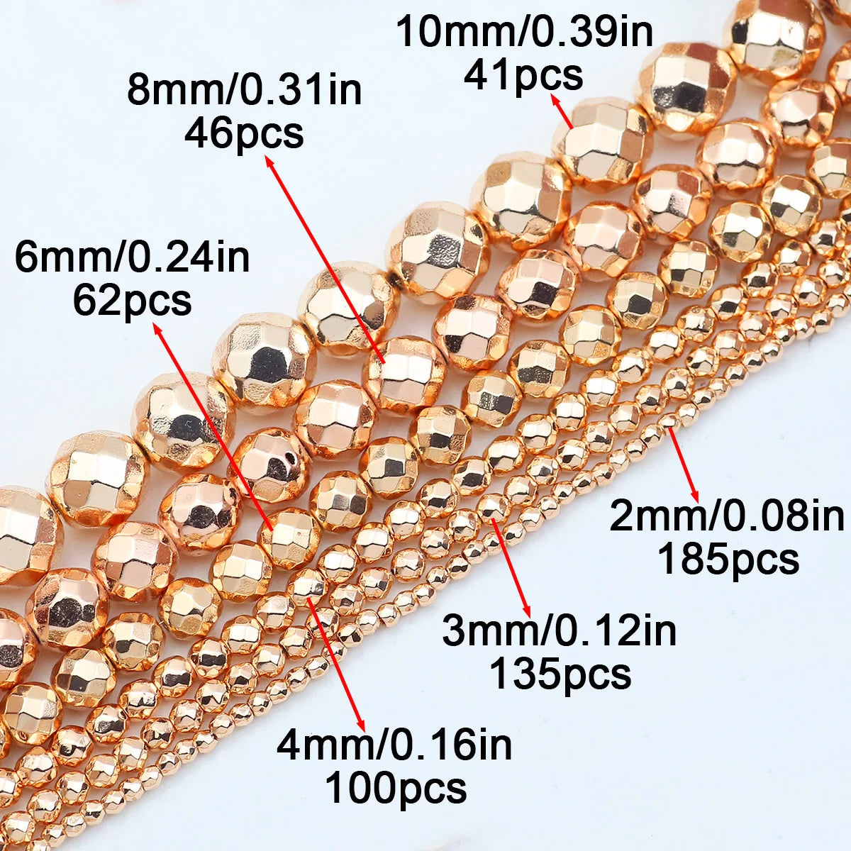 BTFBES 2-10mm Silver Color Round Beads Natural Stone Hematite Gem Non-magnetic Loose Ball For Jewelry Bracelet Necklace DIY 15''