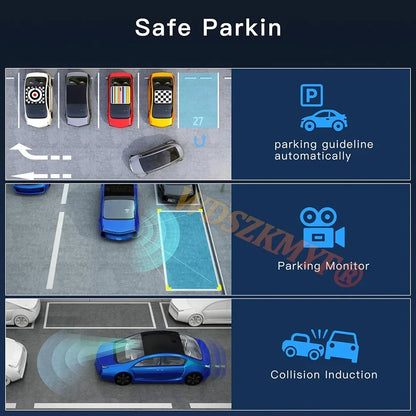 Dash Cam 4 Lens WiFi 24H Parking Monitor HD 1080P 360° Car Camera Video Recorder Anti-theft Black Box Rear View Camera Free OBD2