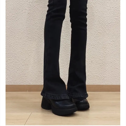 High Heels for Women 2026 New Style Genuine Leather Height-increasing Loafers for Women, Small Leather Shoes, Single Shoes